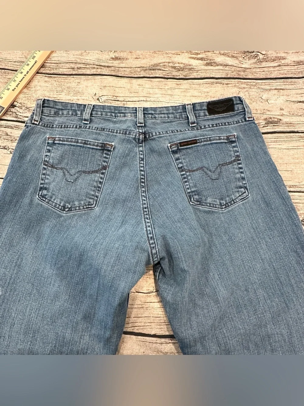 Harley Davidson Classic Women's Medium Wash Blue Bootcut Jeans Size 16